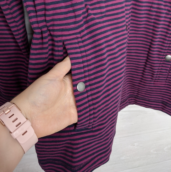 L.L. Bean Ultrasoft striped hoodie jacket NWOT XS - Picture 4 of 11